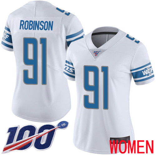 Detroit Lions Limited White Women Ahawn Robinson Road Jersey NFL Football #91 100th Season Vapor Untouchable